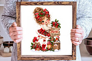 Cute Christmas Girl Clipart, a Seasonal Illustration by fashionaddict (Thumbnail 5 of 6)