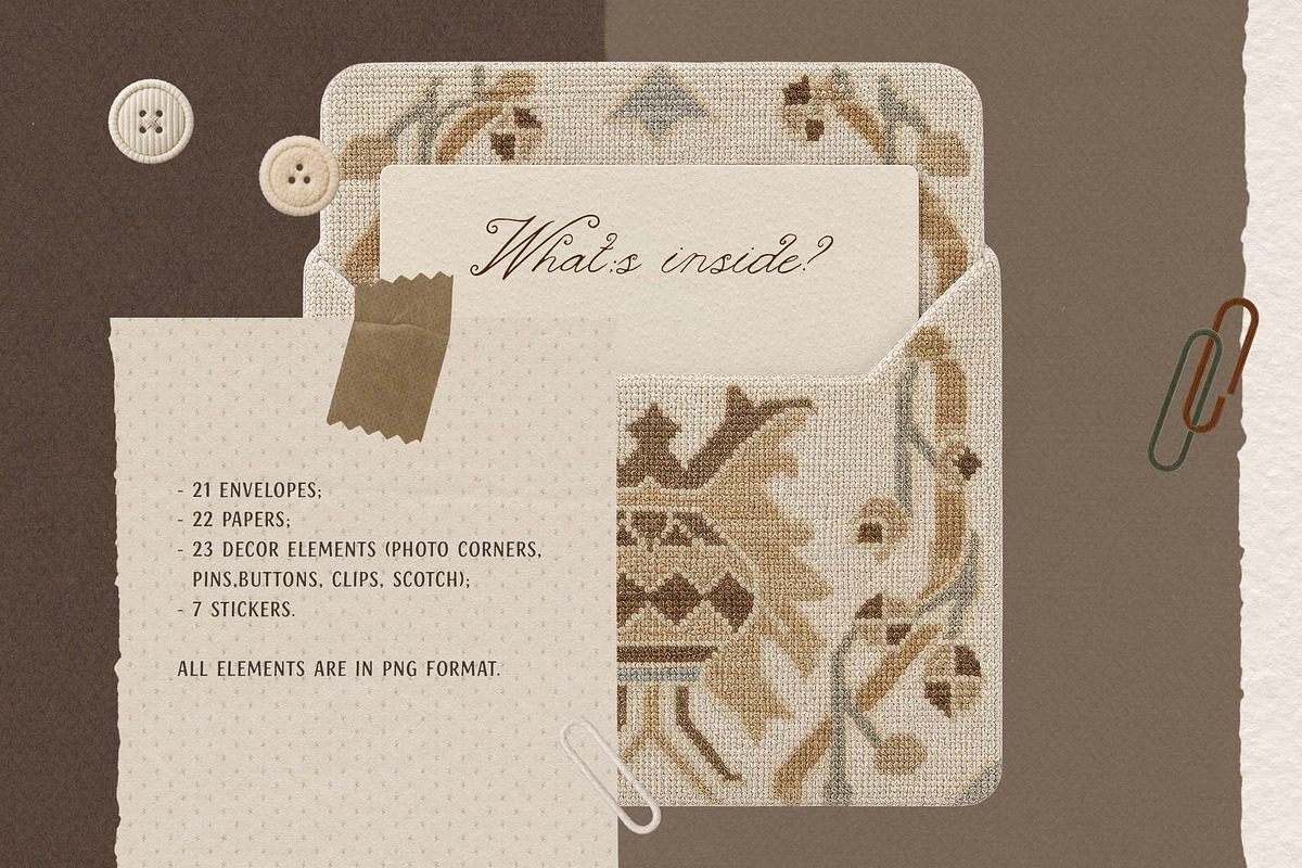 Cozy Textile Stationery Kit, an Object Graphic by DigARTbyHavroshka (Photo 5 of 12)