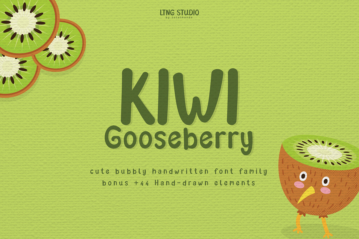 Kiwi Gooseberry Font Family, a Font by LTNG STUDIO (Photo 1 of 9)
