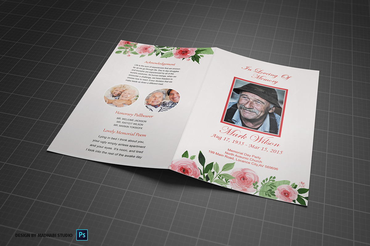 Funeral Program Template Rose, a Brochure Template by Madhabi Studio (Photo 4 of 5)