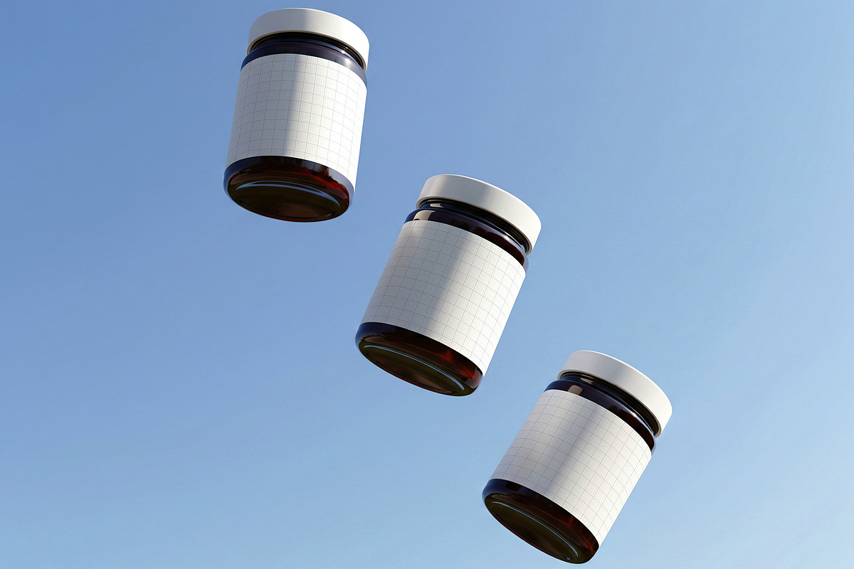 Floating Supplement Jar Mockup, a Packaging Mockup by graphypix (Photo 3 of 4)