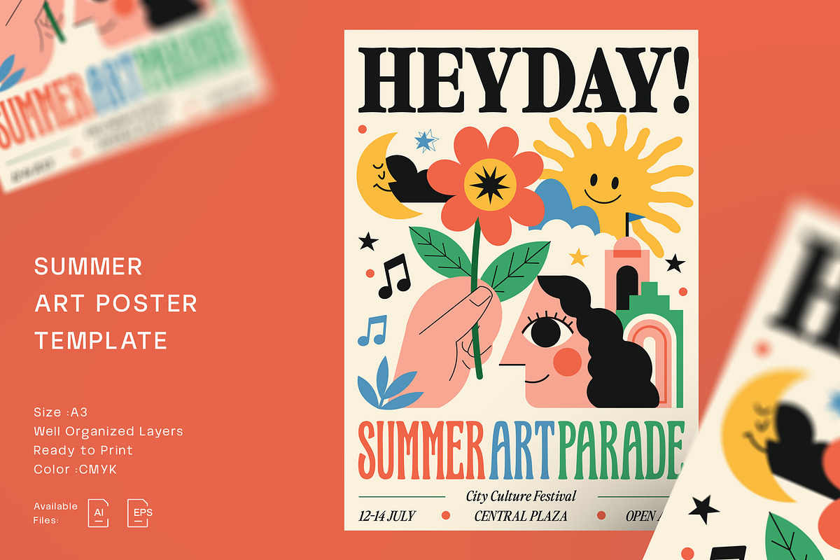 Summer Art Poster Template, a Poster Template by decographstud (Photo 1 of 3)