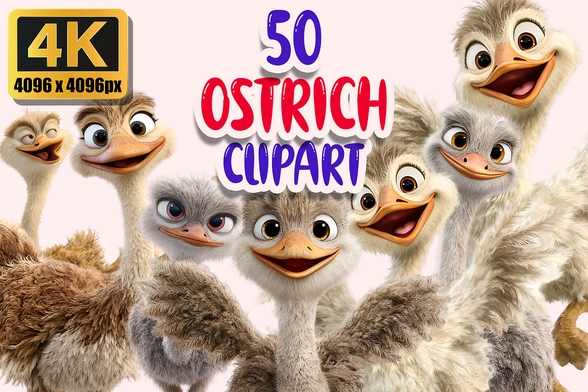 Ostrich PNG Clipart Bundle, a Graphic by M9 Design (Photo 1 of 9)