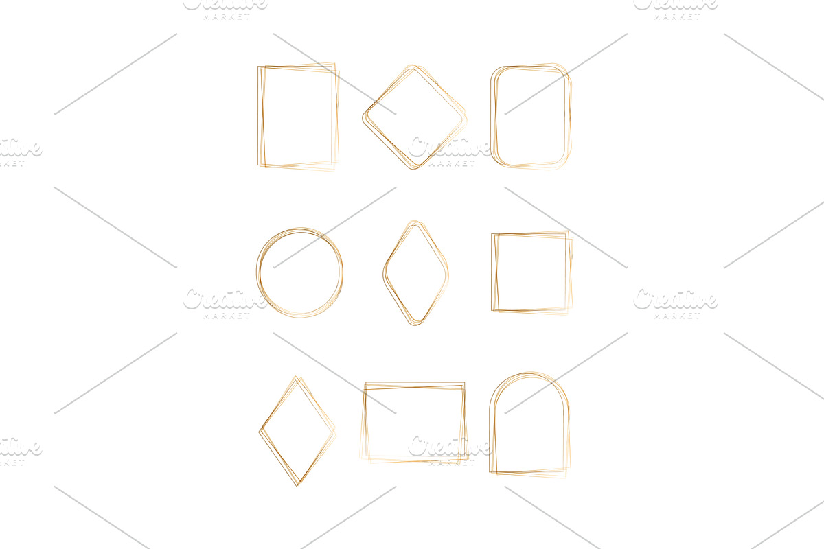 Elegant golden watercolor frames in, an Illustration by okskukuruza