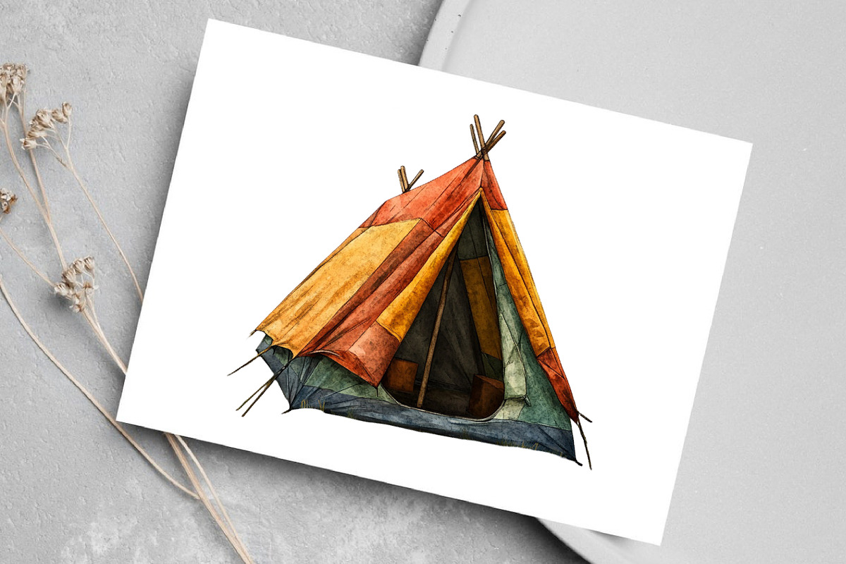 Vintage Retro Camping Clipart, an Illustration by Canvas Craft (Photo 5 of 8)
