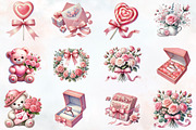 Pink pastel Valentine's day Clipart, an Illustration by RobertsArt (Thumbnail 7 of 7)