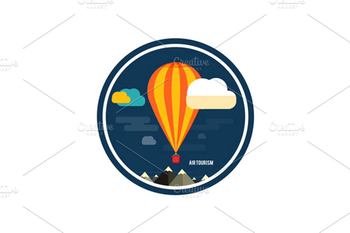 Set hot air balloon flying preview 2