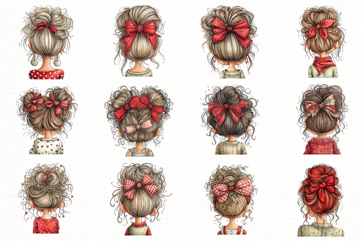 Watercolor messy bun mom Clipart, an Illustration by Designworld (Photo 3 of 7)
