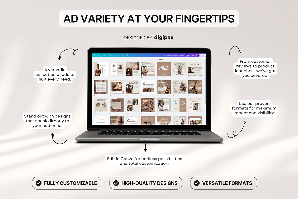 Wellness Static Ad Templates Canva, a Social Media Template by DigiPax (Photo 9 of 11)