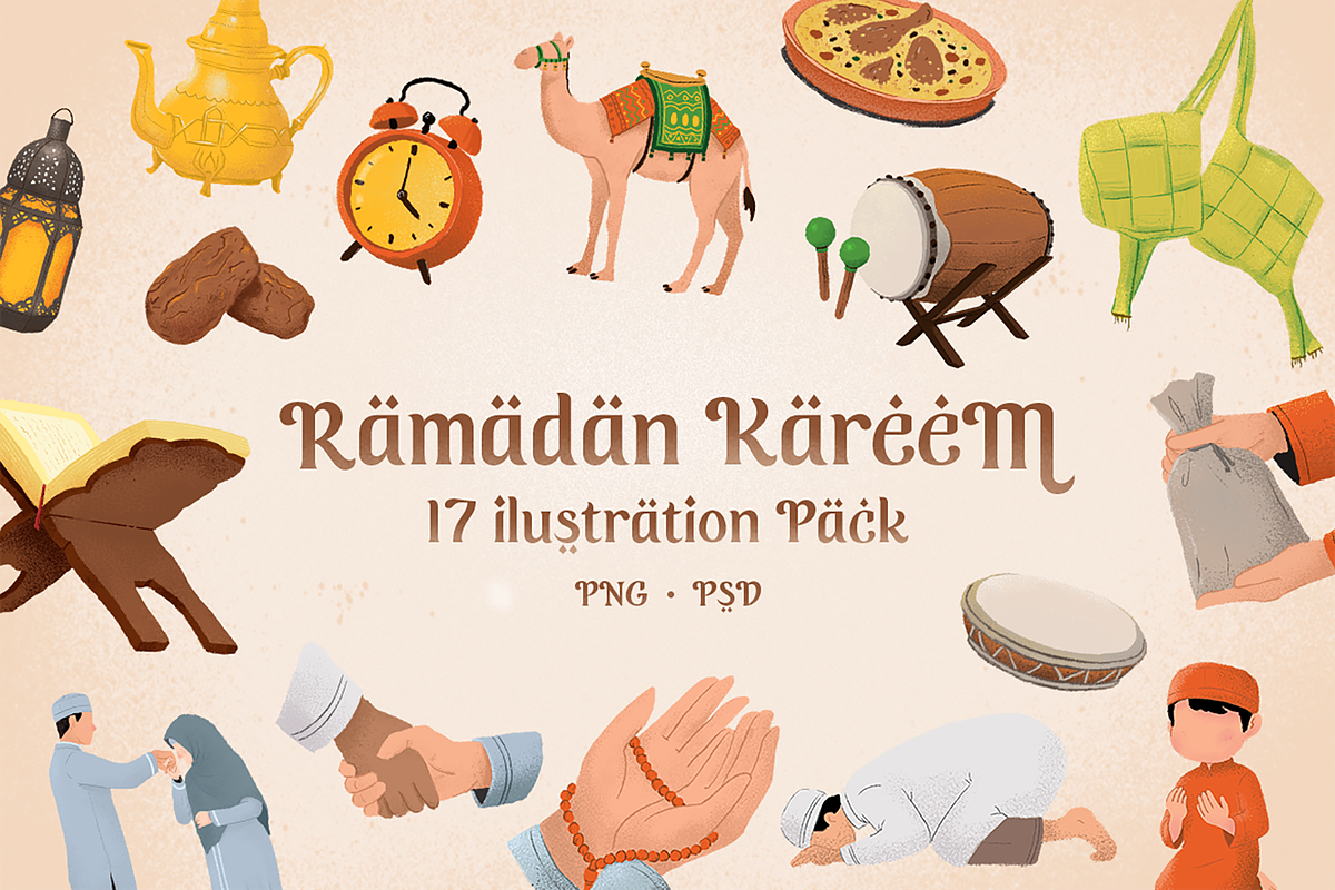 Ramadan Kareem Illustration pack, an Object Illustration by tomatstudio (Photo 1 of 3)