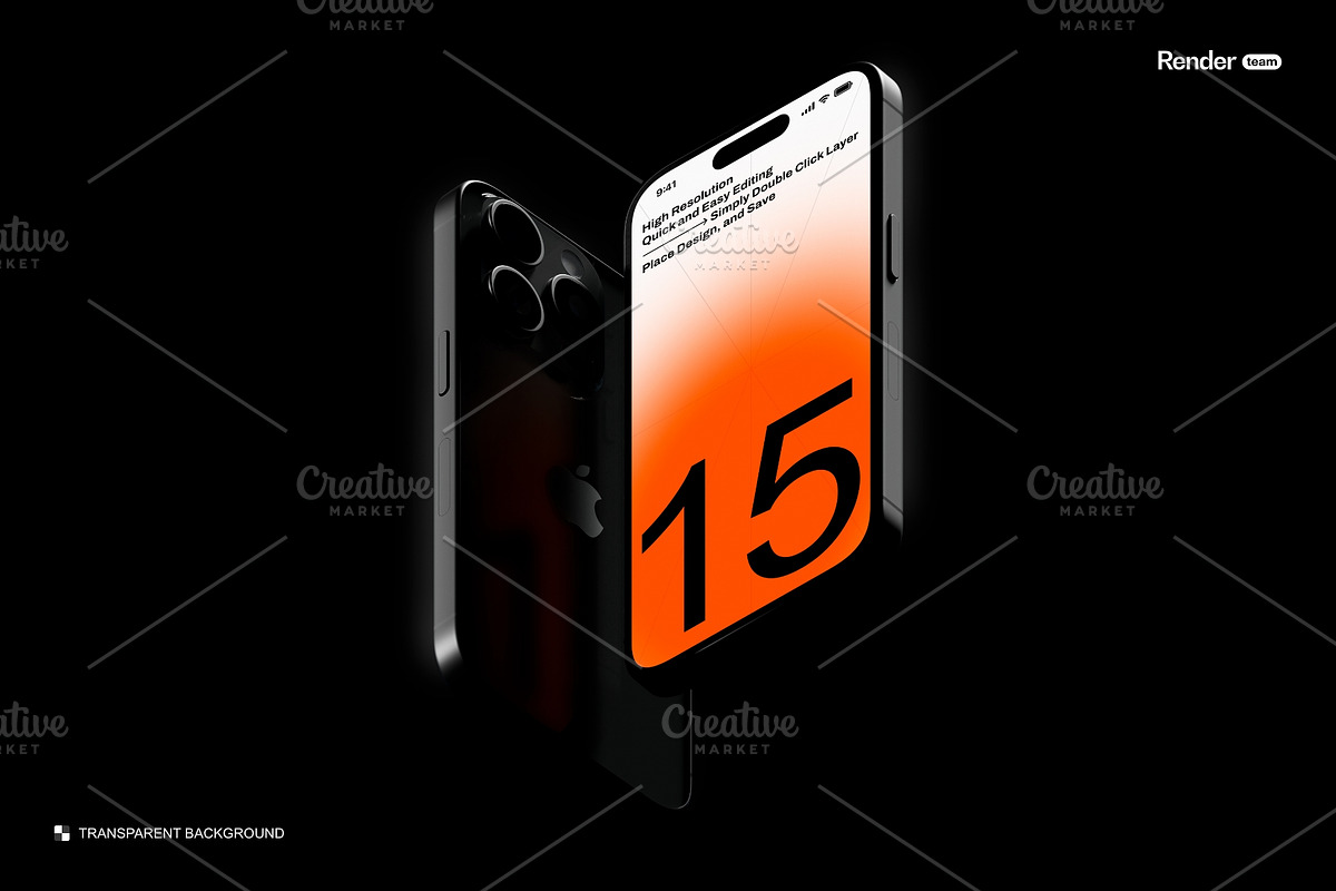 iPhone 15 Pro Mockup, an iPhone Mockup by Renderteam (Photo 5 of 10)