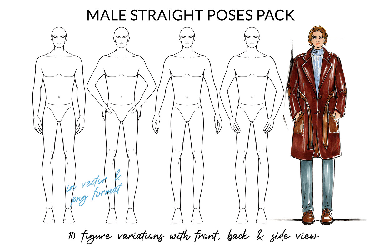 Male Straight Poses Pack, a Person Illustration by Art by Lin (Photo 1 of 6)
