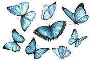 Set of watercolor blue butterflies, an Illustration by Art Watercolor (Thumbnail 6 of 6)