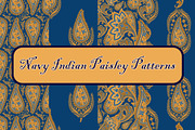 Navy Indian Paisley patterns, a Pattern Graphic by ThaiByGaew (Thumbnail 1 of 3)