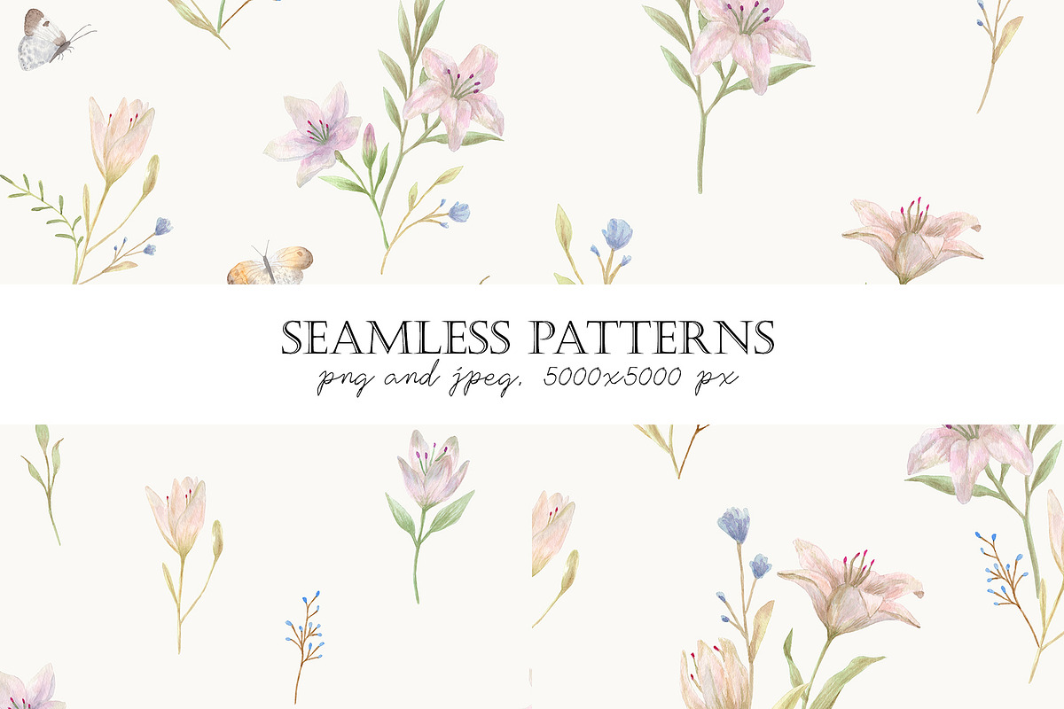 Lily Flowers. Watercolor Cliparts, a Decorative Illustration by Slastick (Photo 4 of 8)