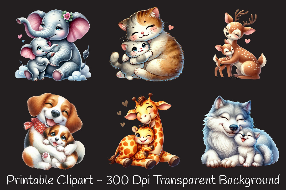 Mothers day animals Clipart, an Illustration by RobertsArt (Photo 3 of 7)