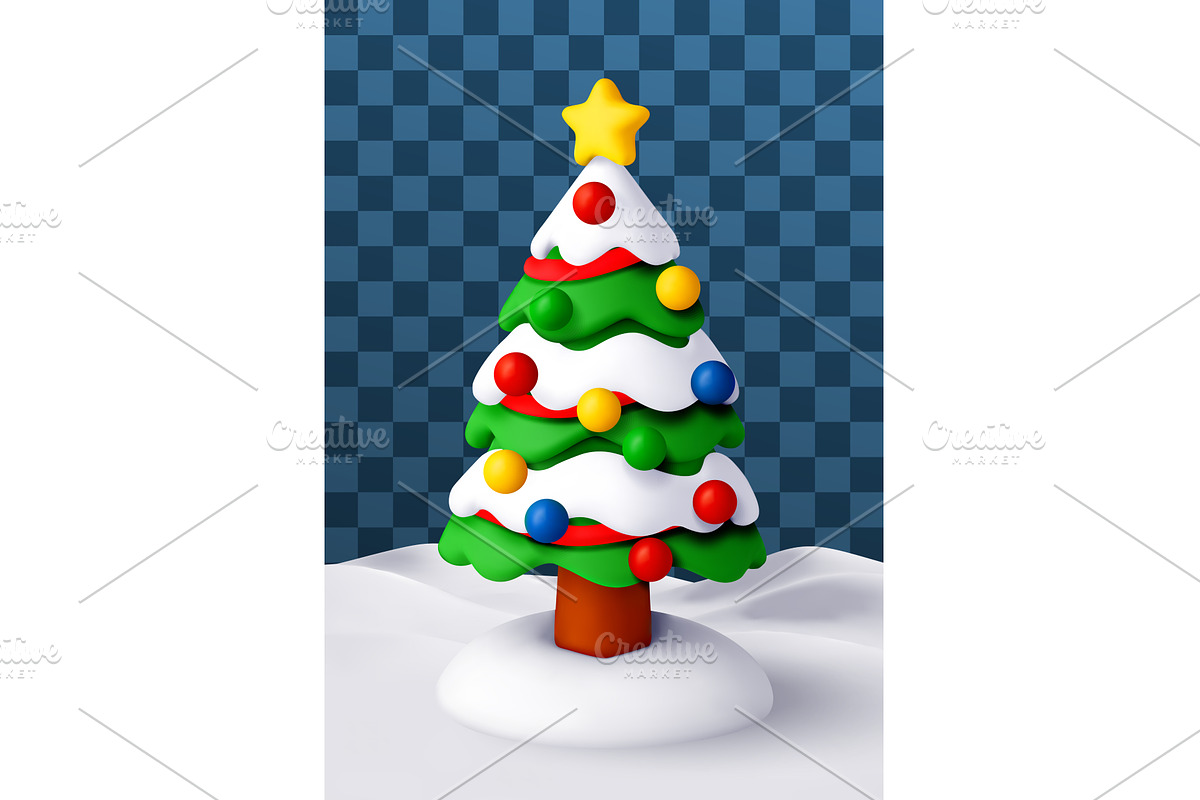 Stylized 3D christmas tree covered, an Object Illustration by Abscent