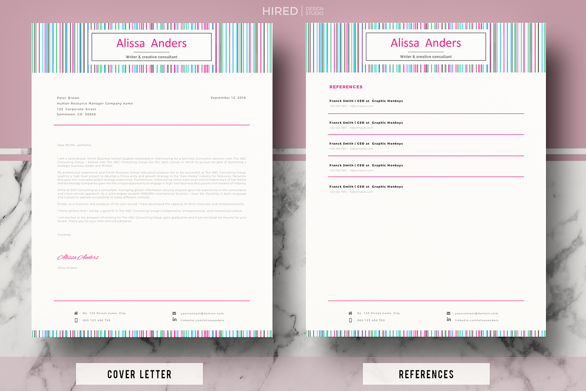1 Page Resume Template, CV for Word, a Resume Template by HIRED Design Studio (Photo 3 of 10)