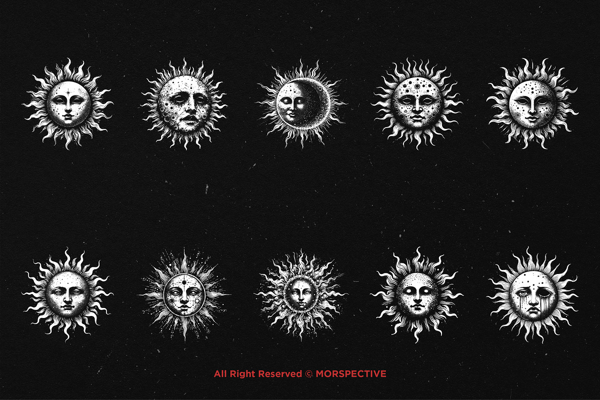 10 Bundle Dark Art Magical Sun Solar, an Illustration by Morspective (Photo 6 of 7)