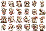 Whimsical Spring Owl Clipart Bundle, an Illustration by DreamPrint404 (Thumbnail 2 of 6)