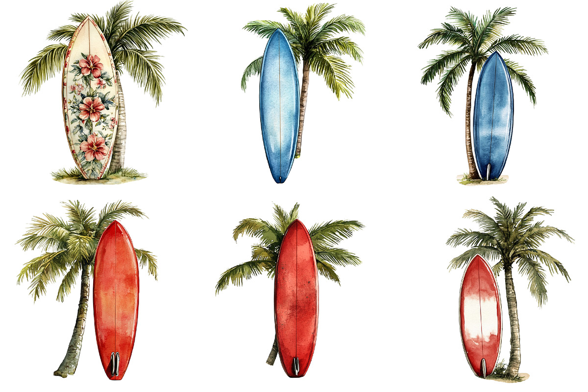 Tropical Surf & Palm Tree Clipart, an Illustration by Pixels.Craft (Photo 6 of 10)