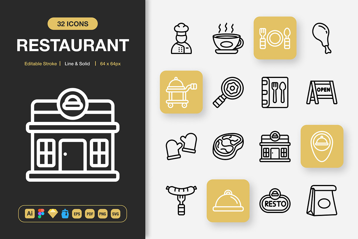 Restaurant Icons, an Icon by Spacepixel Creative (Photo 1 of 3)