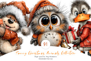 Funny Christmas Animals Collection, a Seasonal Illustration by CreationArt