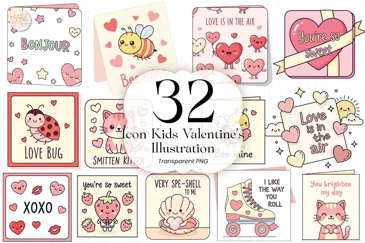 Kids Valentine PNG Clipart Cute Icon, an Object Illustration by KennedyStudio (Photo 1 of 4)