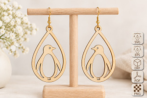 Penguin Earrings Laser Cut SVG