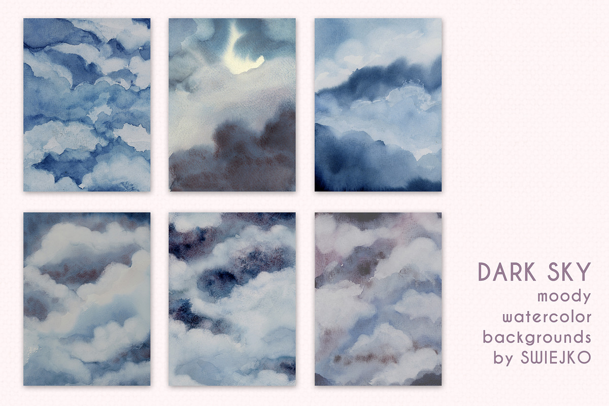 Dark Sky watercolor background, a Background Graphic by swiejko (Photo 2 of 7)
