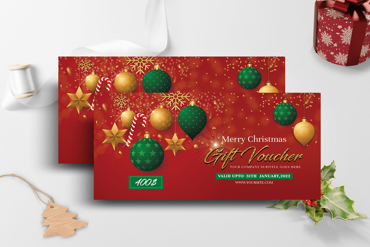 Christmas Gift Voucher Template, a Stationery Template by Ultimate Template Shop (Photo 2 of 3)