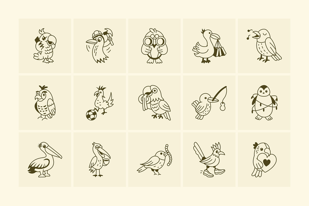 Bird Doodle Art Set, an Outline Icon by Vectors Market (Photo 6 of 8)
