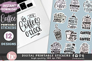 Funny Coffee Lover Stickers PNG, a Food Illustration by TheBlackCatPrints (Thumbnail 2 of 3)