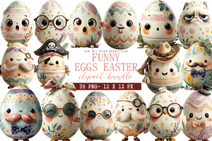 Funny Eggs Easter Clipart, an Illustration by DreamArtGraphic