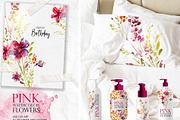 Watercolor clip art set Pink Flowers, a Decorative Illustration by RushkinaAntonina (Thumbnail 3 of 7)
