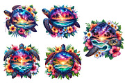 Sunset Sea Turtle Sublimation, an Illustration by Designworld (Thumbnail 3 of 4)