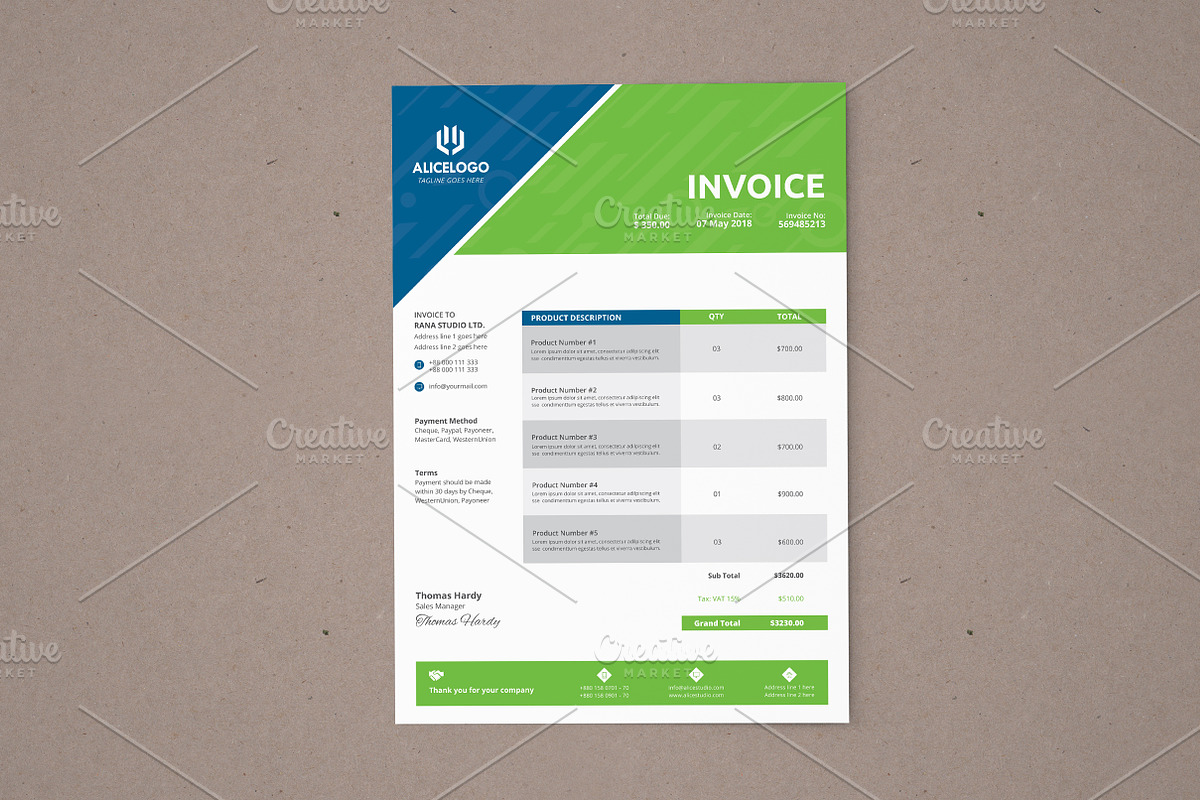 Invoice Template, a Stationery Template by Alice_s (Photo 2 of 4)