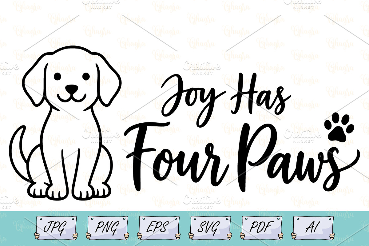 Joy Has Four Paws Dog Line Art, an Object Illustration by Ghagra (Photo 1 of 7)
