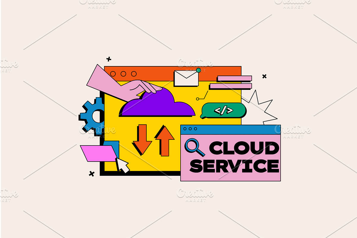 Cloud service concept, a Technology Illustration by Dessign Sells