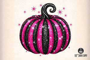 Pink and Black Sequin Pumpkin PNG, an Illustration by Dream Creation