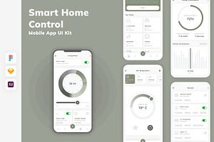 Smart Home Control Mobile App UI Kit, an UI Kit Template by uicube
