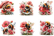 Floral Bee Clipart, a Seasonal Illustration by CreationArt (Thumbnail 3 of 7)