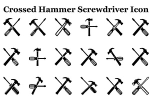 Crossed Hammer Screwdriver Icon, an Icon by musafir_fashion