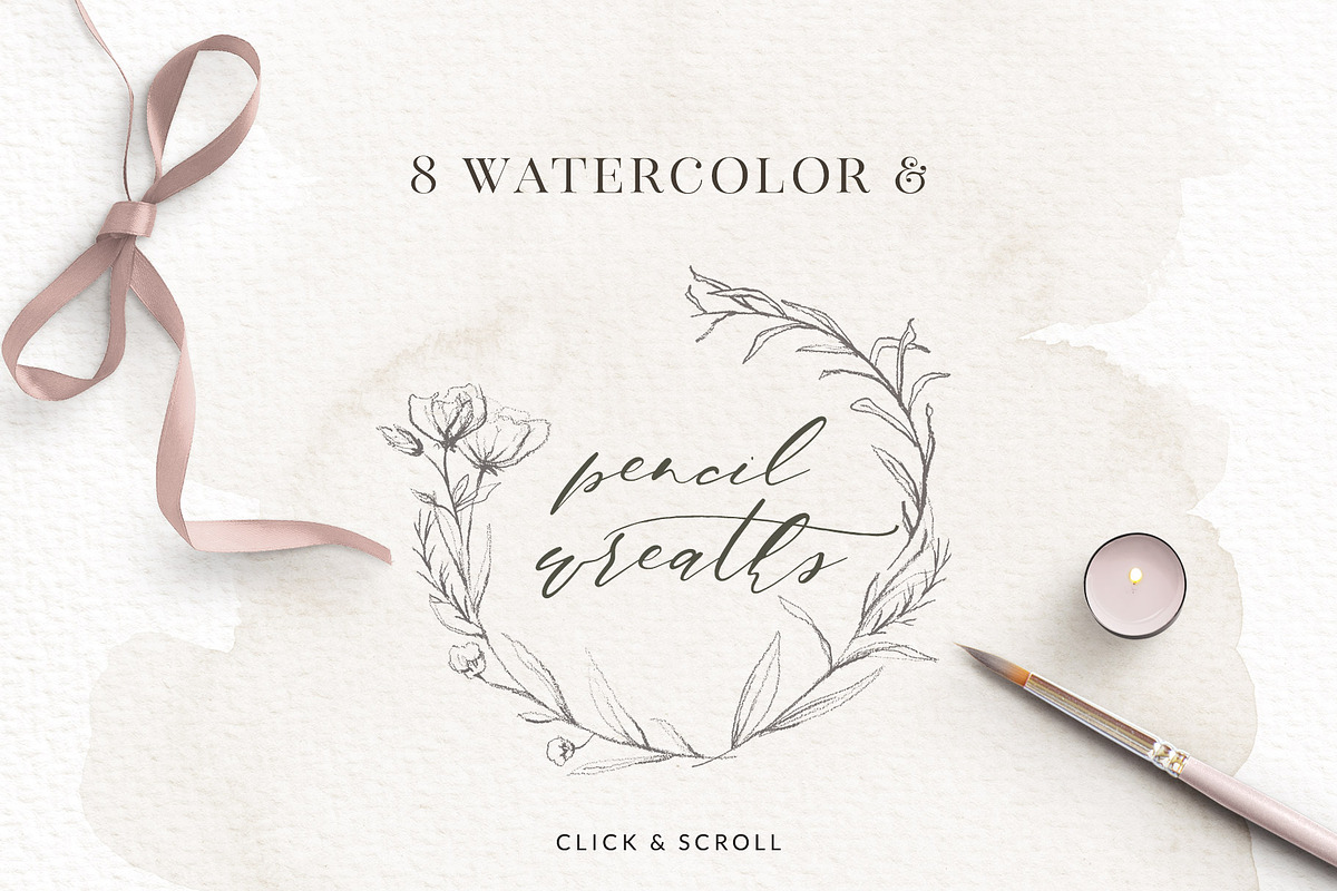 Delicate Greenery Watercolor+Pencil, a Texture Illustration by Inky Jar Design Studio (Photo 2 of 15)