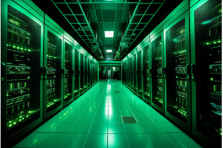 Green data center place. Generate Ai, a Technology Photo by Ylivdesign