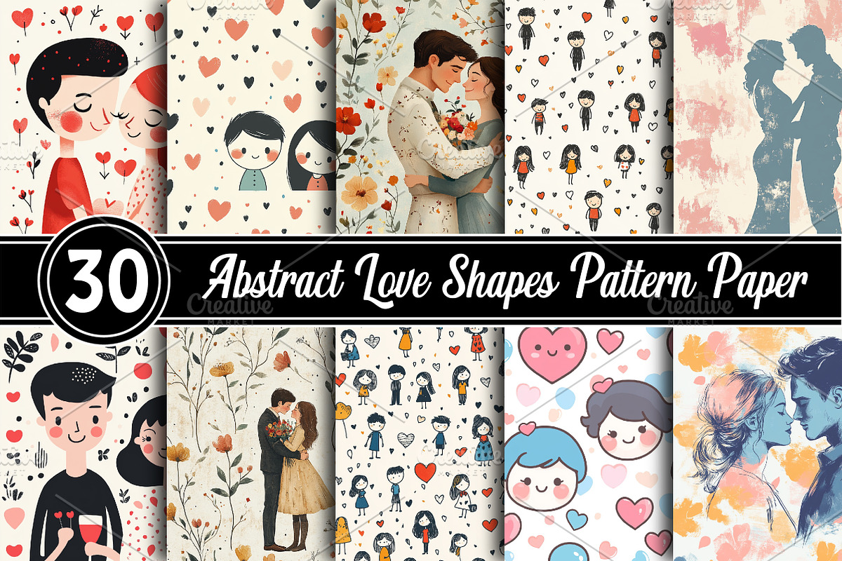 Cute Couples Pattern Digital paper, a Background Photo by RobertsArt (Photo 1 of 5)