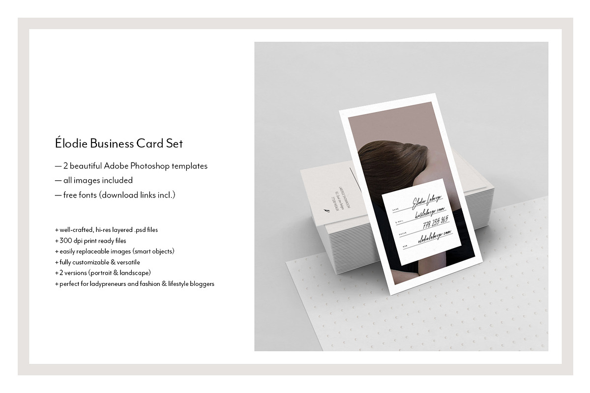 Set of 2 Business Cards • Élodie, a Business Card Template by Nonola (Photo 2 of 4)