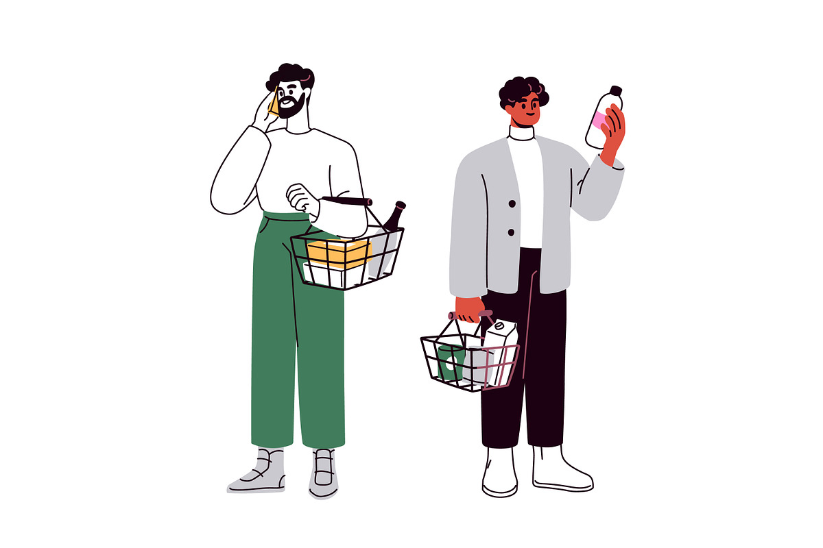 People with shopping carts set, a Person Illustration by Good Studio (Photo 6 of 8)