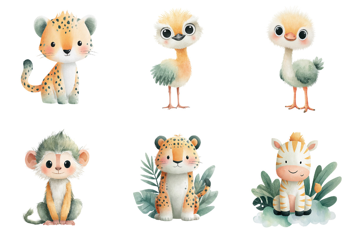 Cute Safari Animals Clipart, a Graphic by CitraGraphics (Photo 3 of 4)