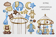 Sweet dreams watercolor clip art, an Animal Illustration by Fresh art by Larysa (Thumbnail 2 of 4)